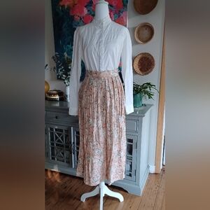 Vintage Abercrombie and Fitch Pink Floral Midi Skirt